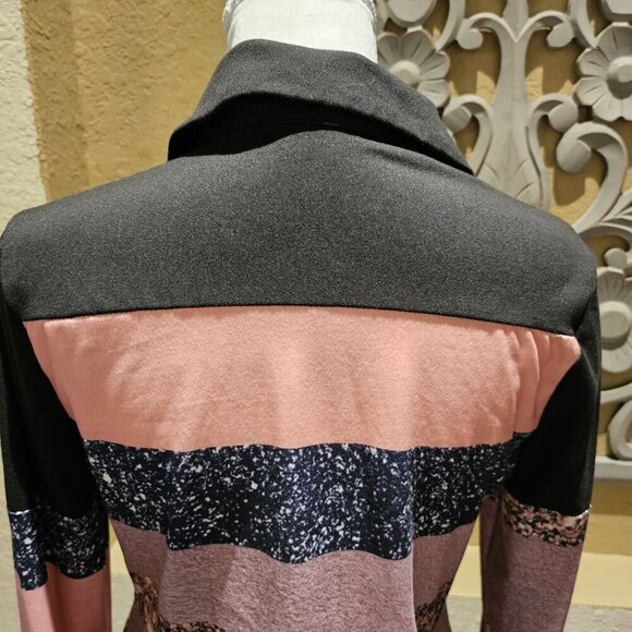 Color block Button-Up Long Sleeve Shirt M Patchwork Disco Boho 90's 70's Trucker - Picture 9 of 12